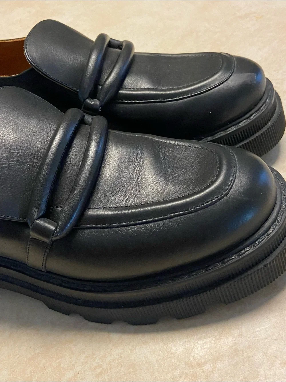Voile Blanche Shoes Womens Size 39 (8.5) Leather Platform Loafers Black Elaiza